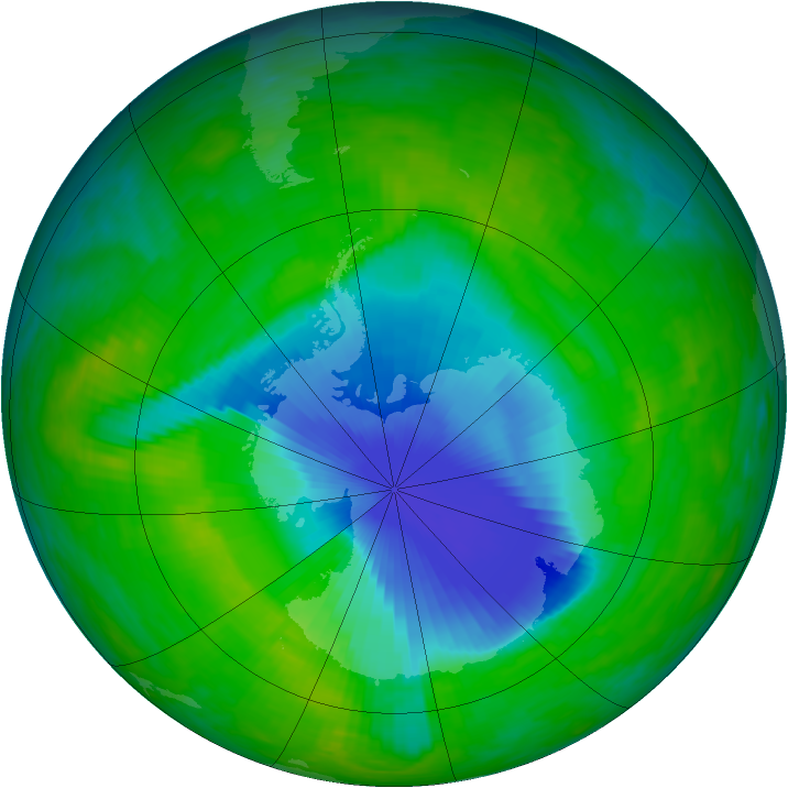 Antarctic ozone map for 24 November 1992